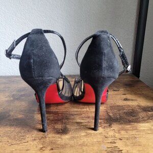 Christian Louboutin Black Mousseline Mesh Suede Marchella Pumps